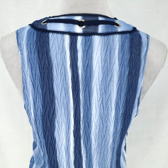 Alberto Makali Top Womens Small Blue Crinkle Fabric Stretch Blouse Sleeveless - Picture 7 of 12